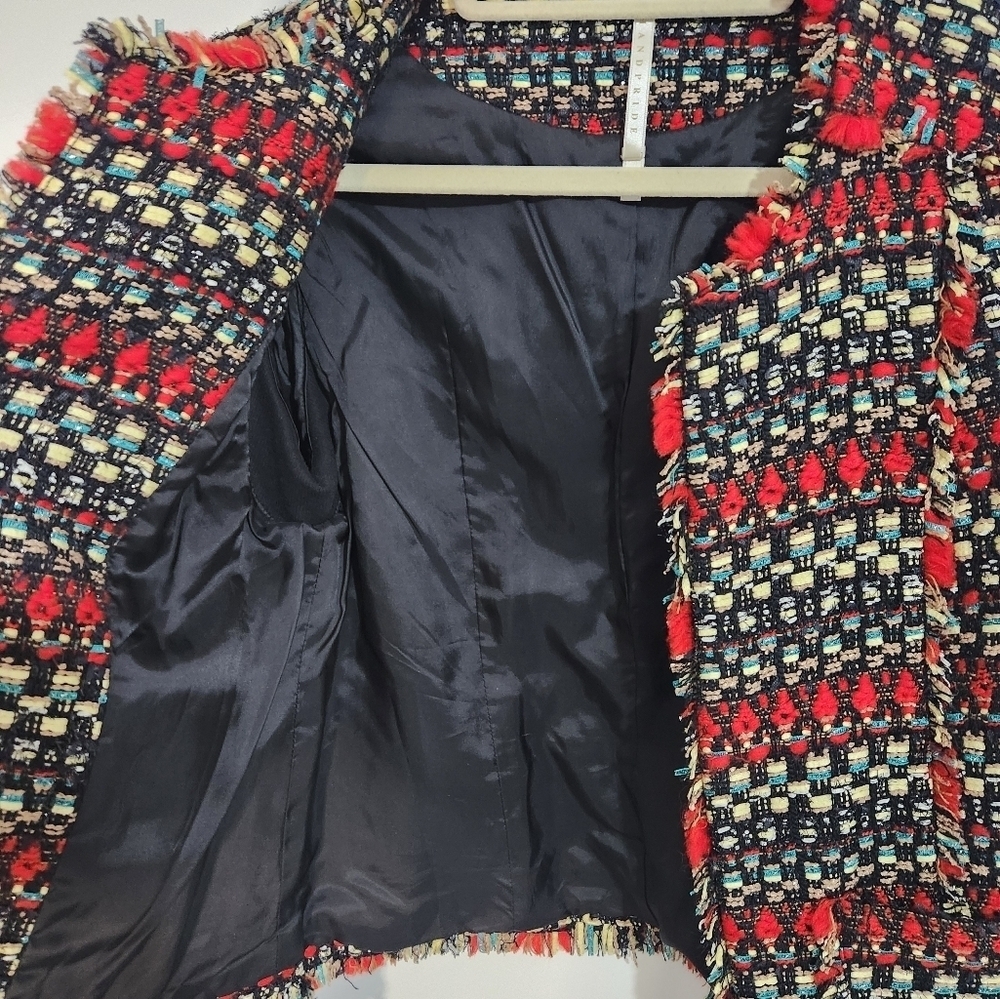 Chic Multicolor Tweed Jacket From TRUTH & PRIDE, Size Large - Picture 4 of 11